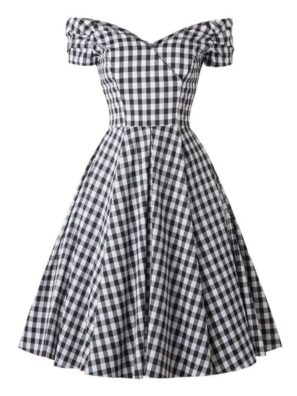 Outlet Retro Stage Blue 1950s Plaid Swing Dress