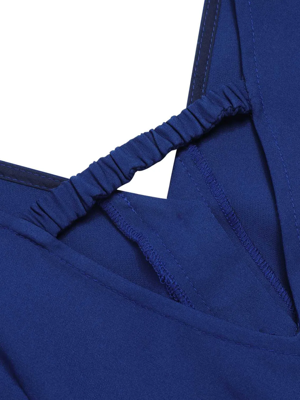 Online Retro Stage 1950s Pleated Ruffles Vest Dress Blue