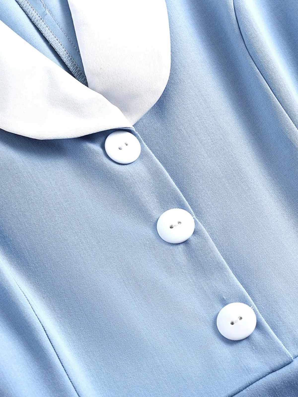 Outlet Retro Stage Blue 1950s Pocket Button Solid Dress Light Blue