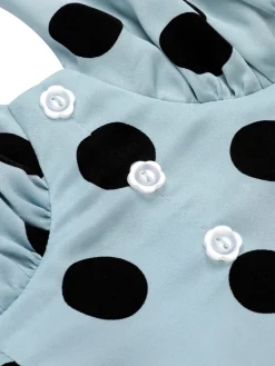 Clearance Retro Stage 1960s Polks Dots Pencil Dress Blue