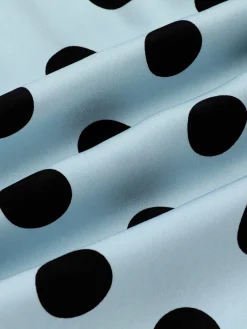Clearance Retro Stage 1960s Polks Dots Pencil Dress Blue