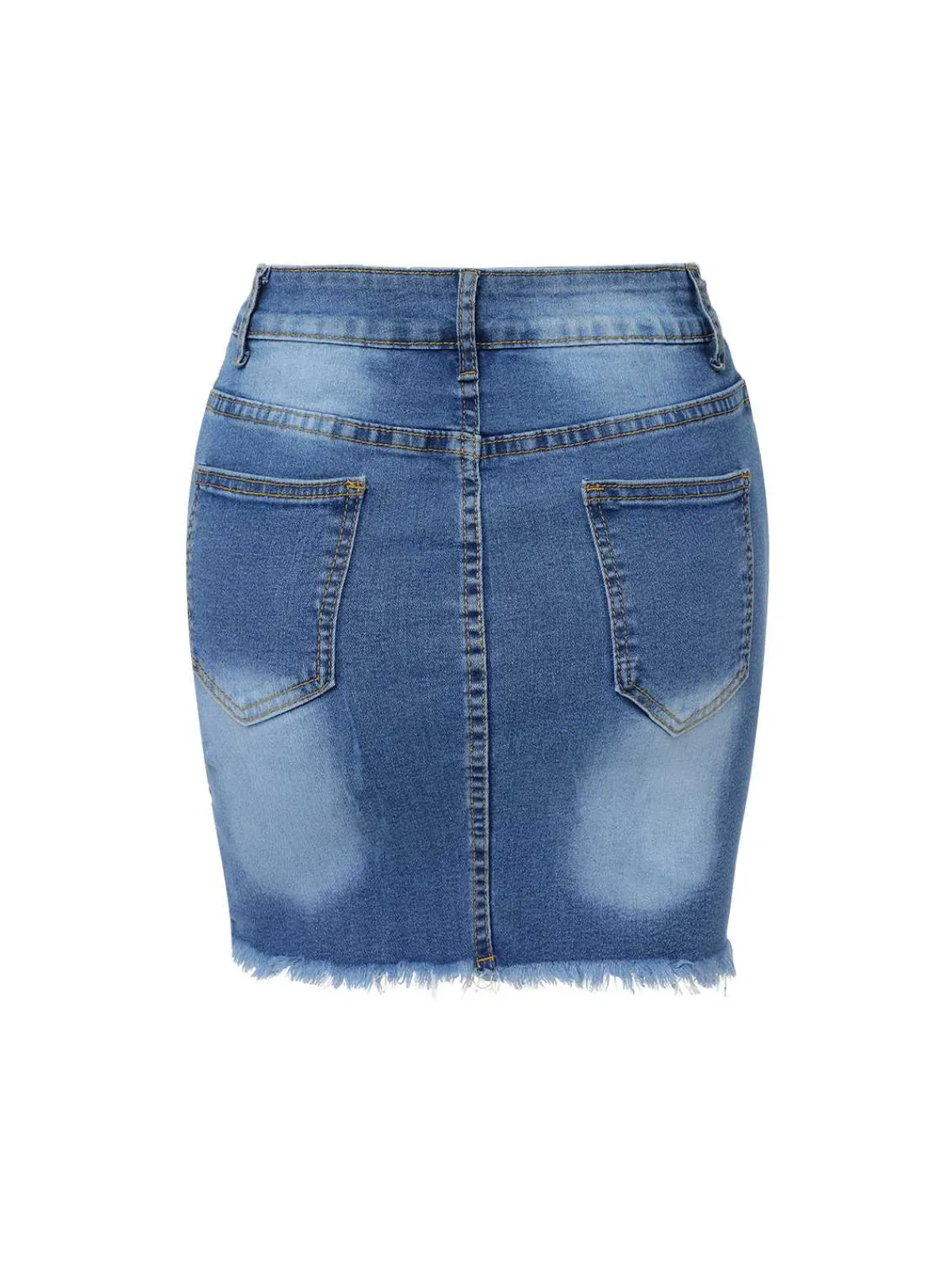 Outlet Retro Stage 1960s Ripped Denim Skirt Blue