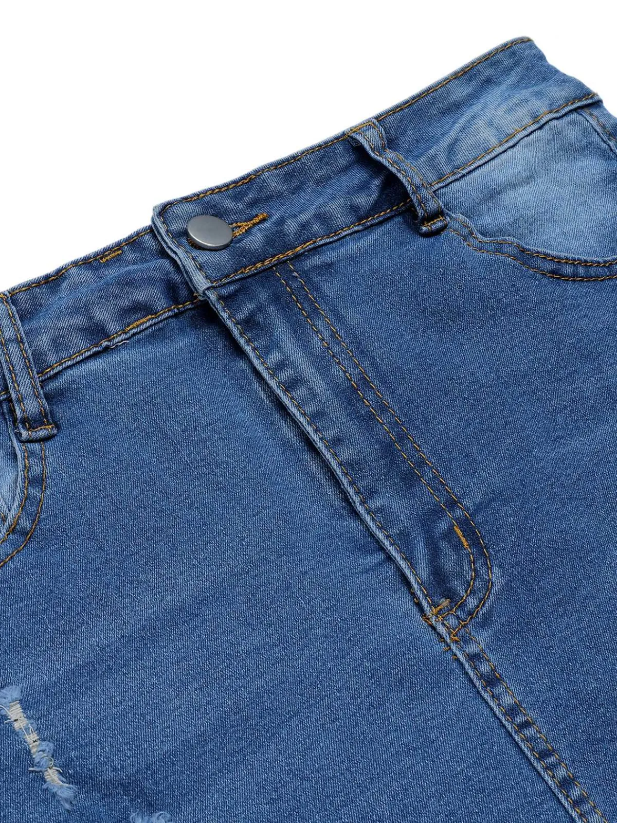 Outlet Retro Stage 1960s Ripped Denim Skirt Blue