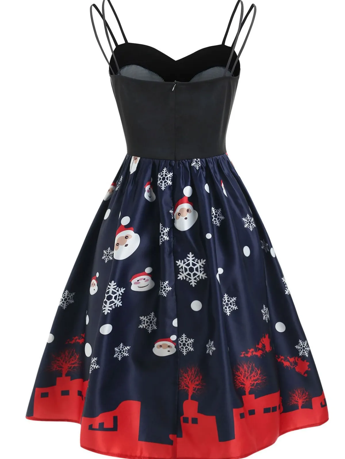 Fashion Retro Stage 1950s Santa Claus Snowfall Dress Blue
