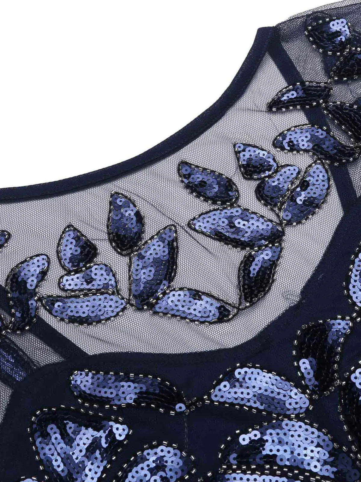 Online Retro Stage 1920s Sequin Maxi Dress Blue