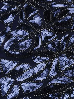 Online Retro Stage 1920s Sequin Maxi Dress Blue