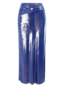 New Retro Stage Blue 1970s Shimmery Pearl Solid Cover-Up