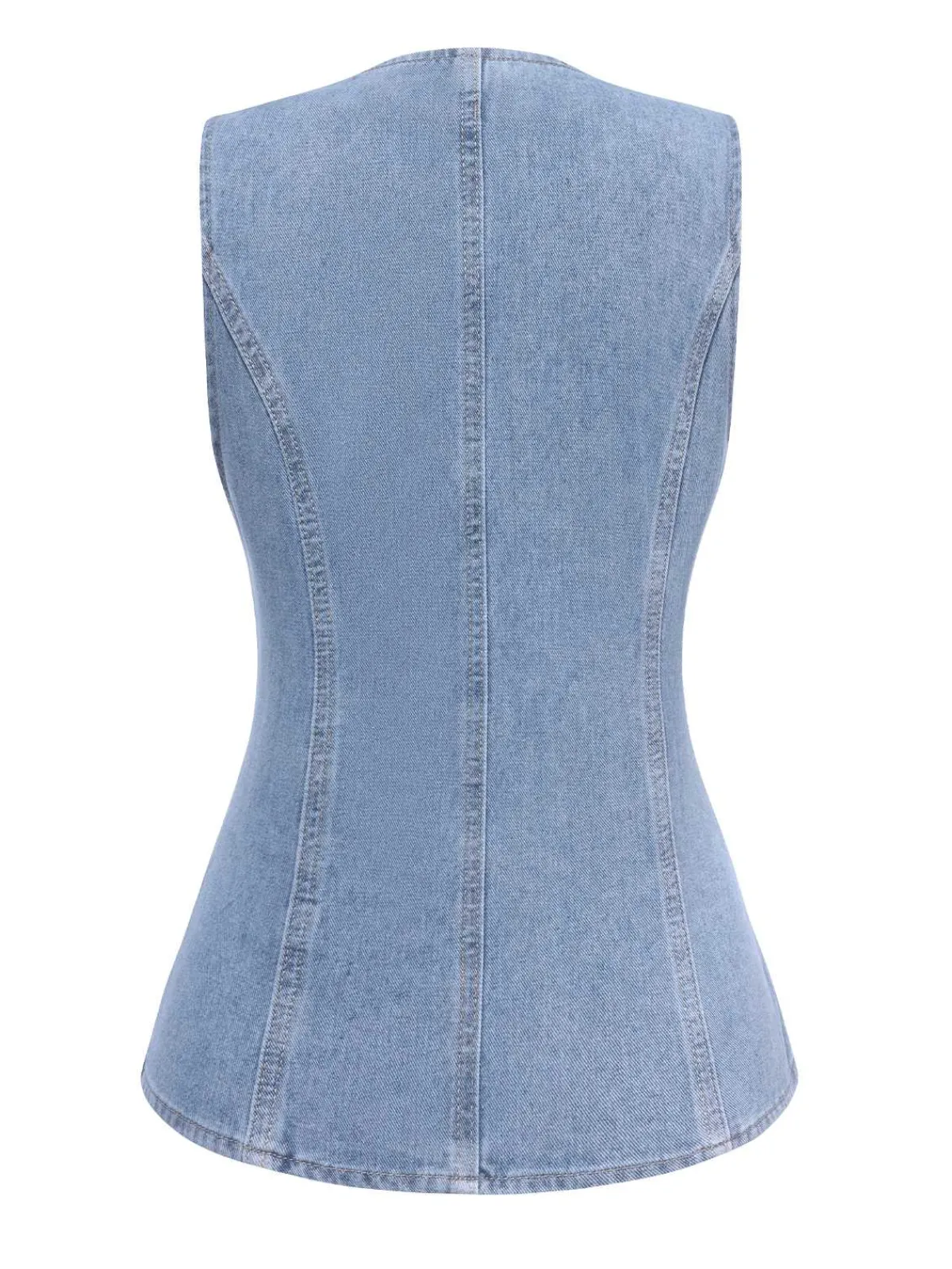 Outlet Retro Stage 1940s Sleeveless Denim Vest Blue