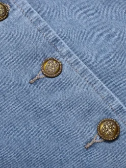 Outlet Retro Stage 1940s Sleeveless Denim Vest Blue