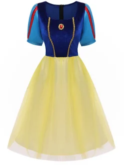 New Retro Stage 1940s Snow White Style Mesh Dress Blue