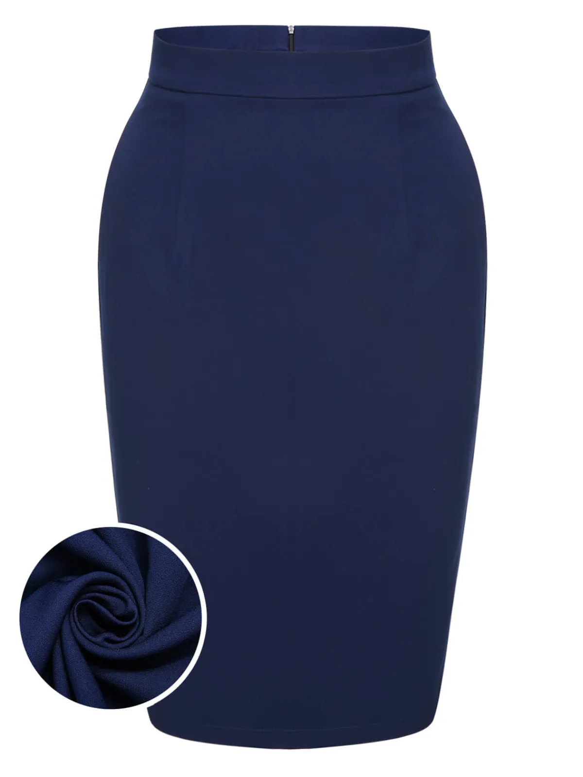 Outlet Retro Stage 1960s Solid Back Split Pencil Skirt Blue