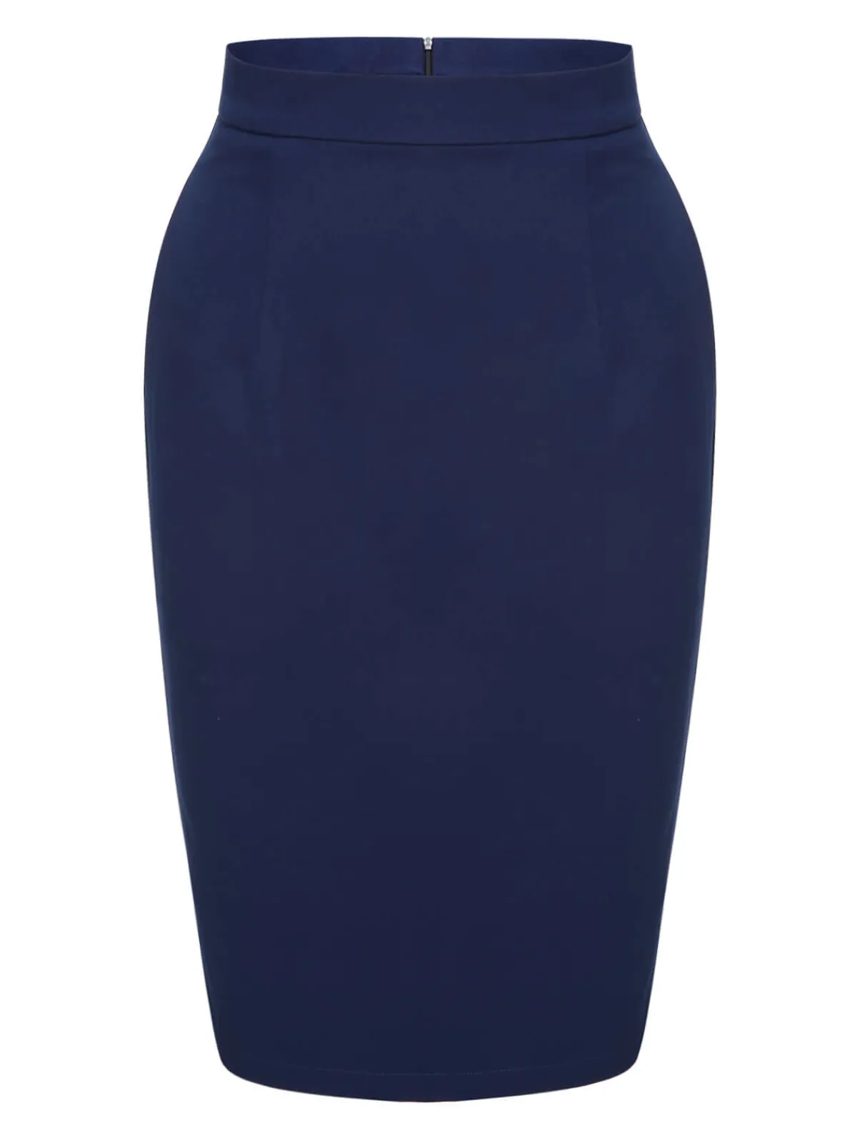 Outlet Retro Stage 1960s Solid Back Split Pencil Skirt Blue
