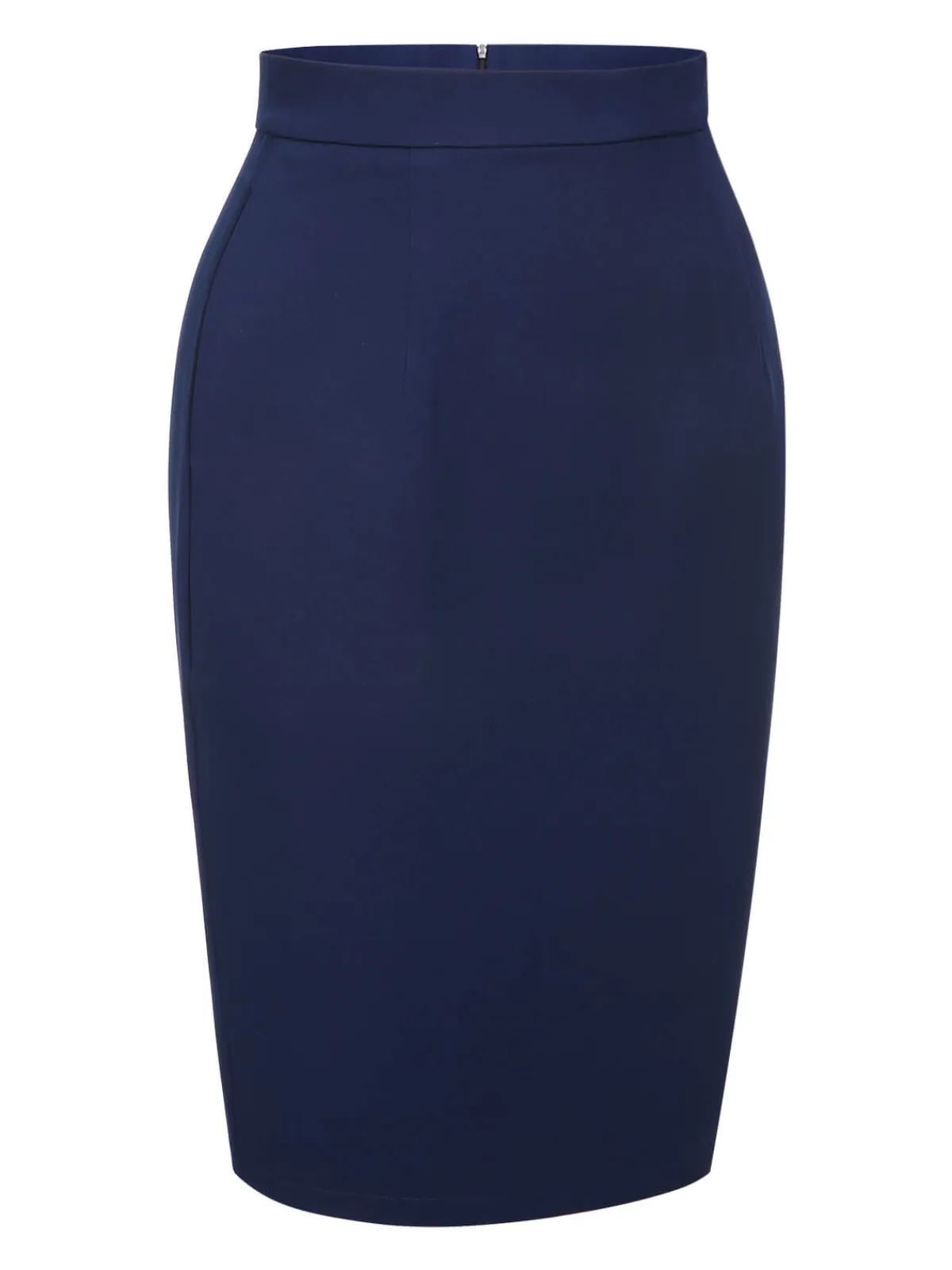 Outlet Retro Stage 1960s Solid Back Split Pencil Skirt Blue