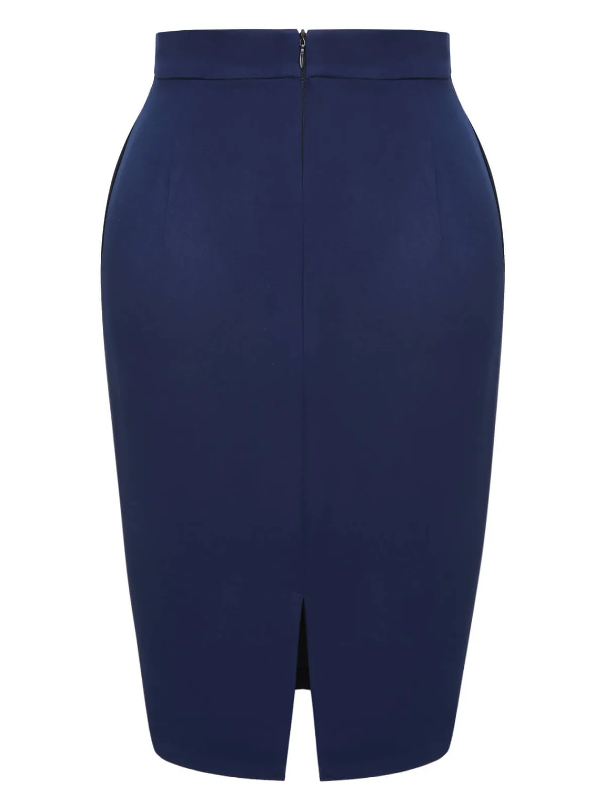 Outlet Retro Stage 1960s Solid Back Split Pencil Skirt Blue