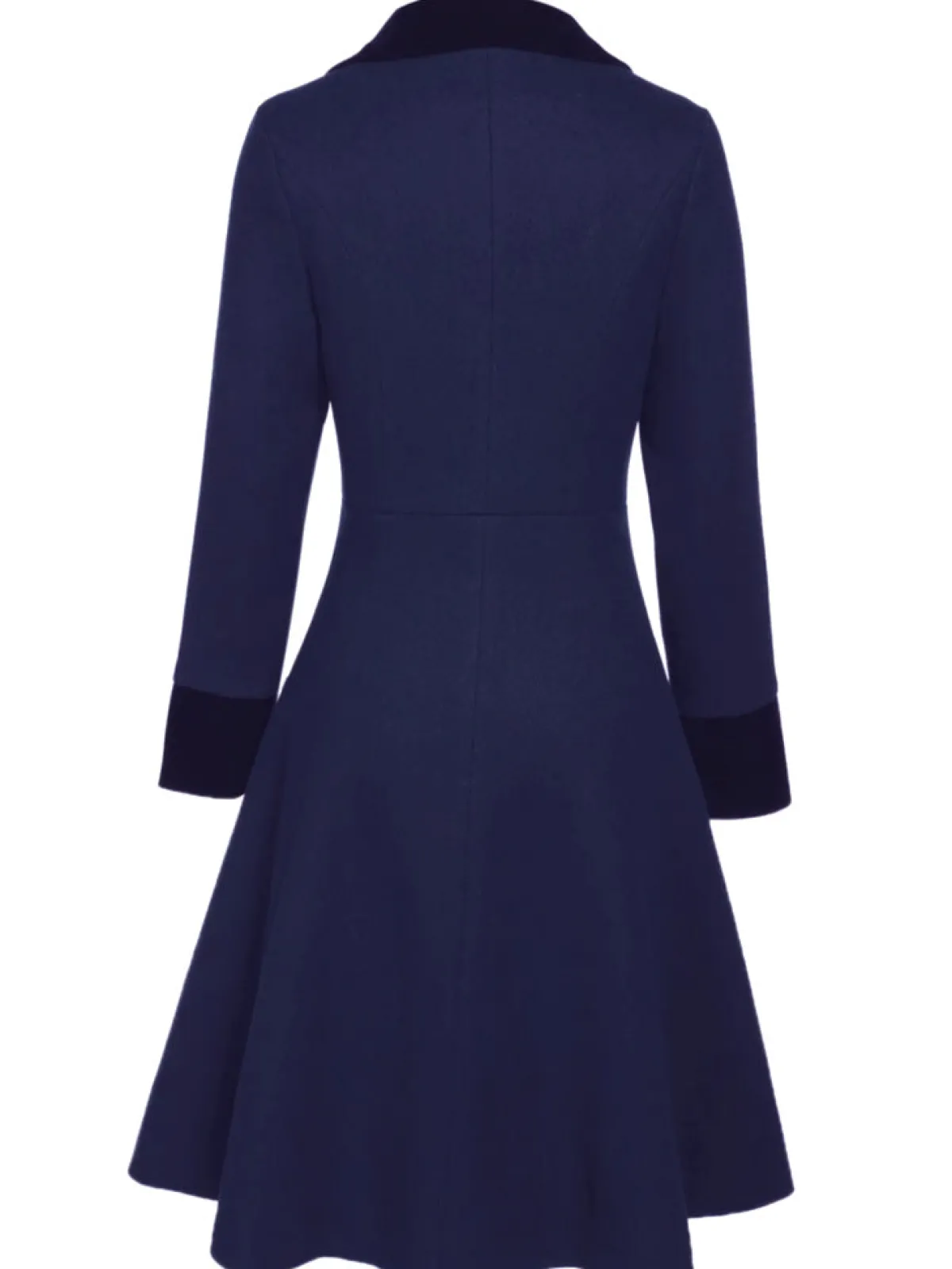 Fashion Retro Stage Blue 1940s Solid Button Coat