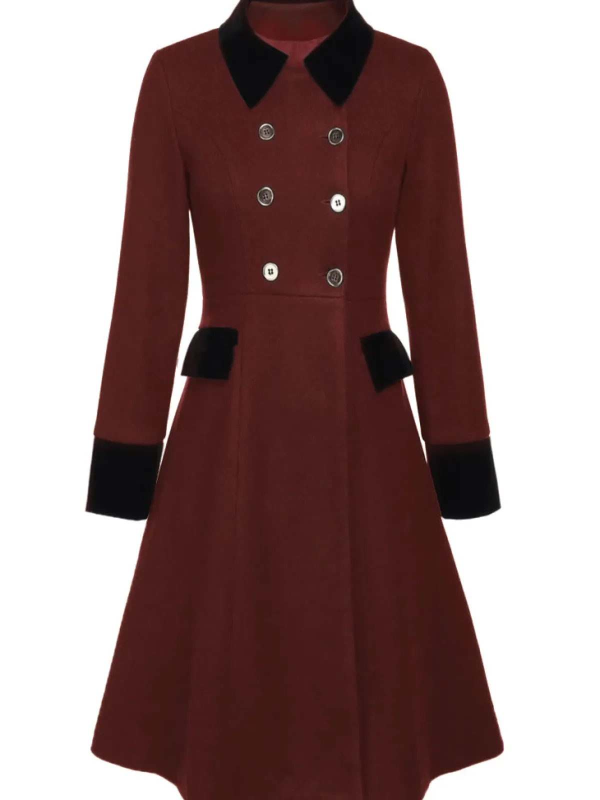 Fashion Retro Stage Blue 1940s Solid Button Coat