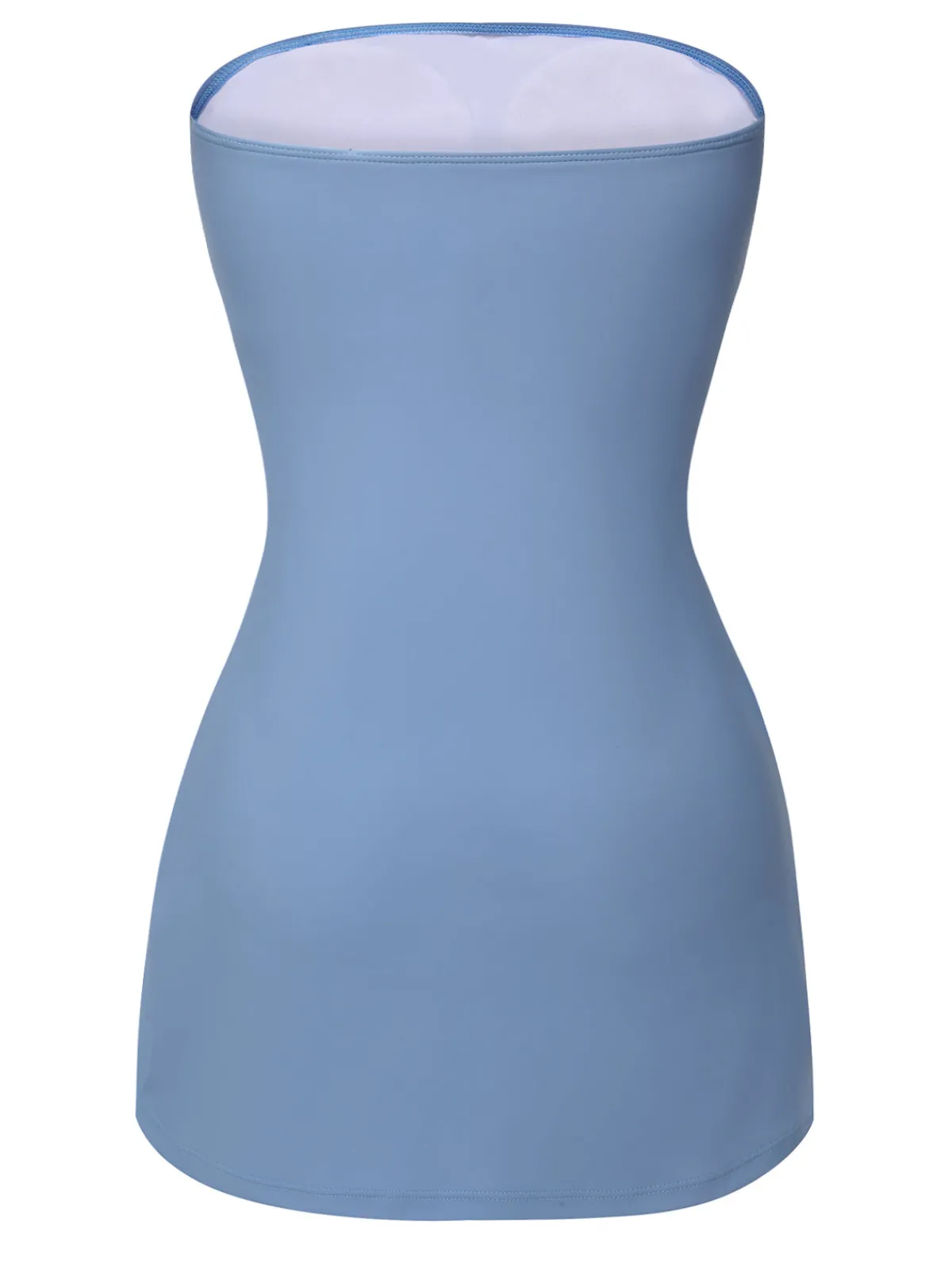 Clearance Retro Stage 1930s Solid Buttoned Bandeau Swimsuit Blue