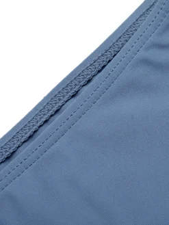 Clearance Retro Stage 1930s Solid Buttoned Bandeau Swimsuit Blue