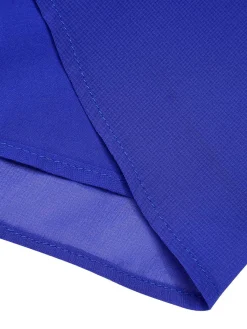 Discount Retro Stage 1950s Solid Chiffon Halter Dress Blue