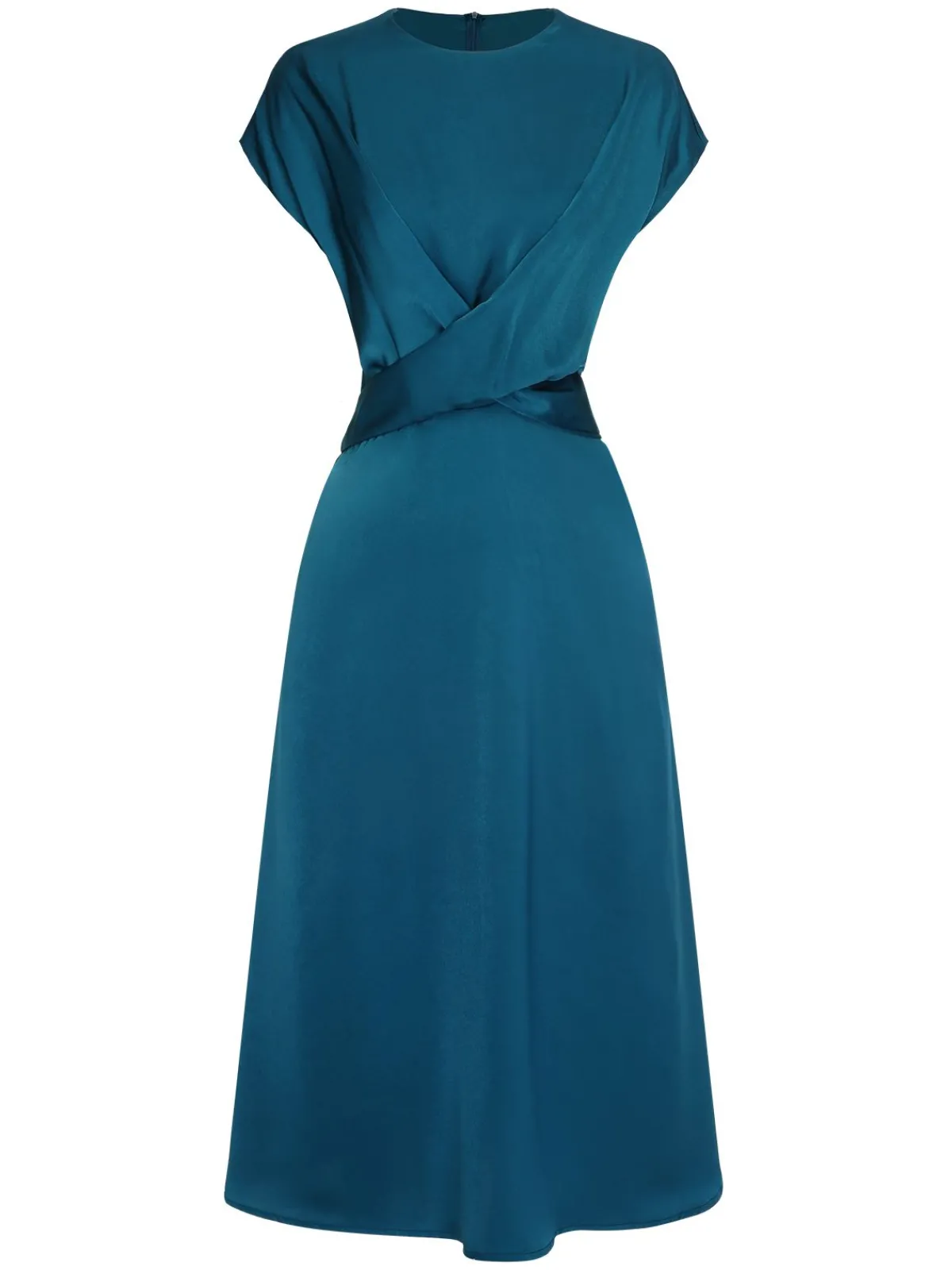Best Retro Stage 1940s Solid Irregular Waist Dress Blue