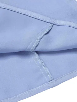 Fashion Retro Stage 1950s Solid Lapel Blouse Blue