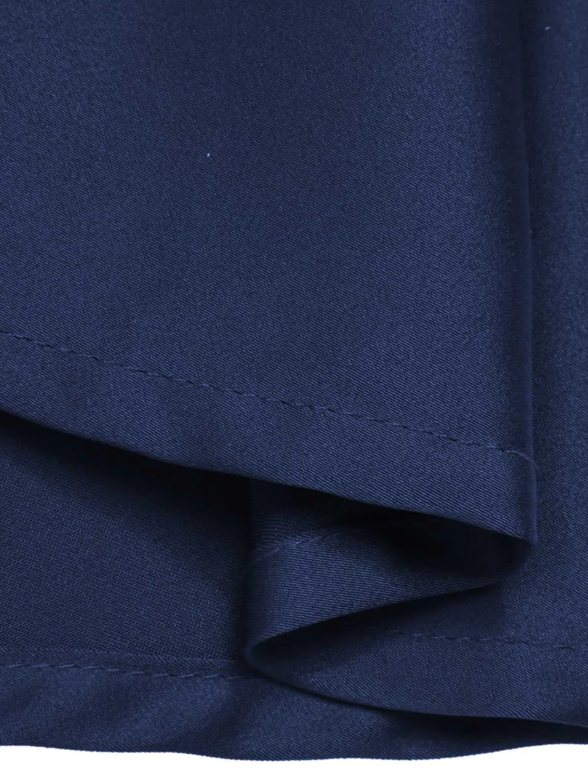 Discount Retro Stage 1940s Solid Short Sleeves Lapel Dress Blue