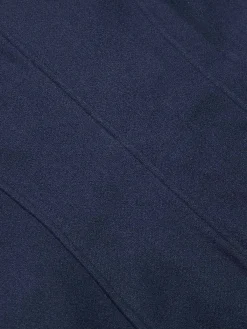Clearance Retro Stage Blue 1940s Solid Stand Collar Double Breasted Coat Dark Blue