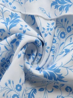Best Retro Stage Blue 1970s Spaghetti Strap Floral Tiered Dress Light Blue