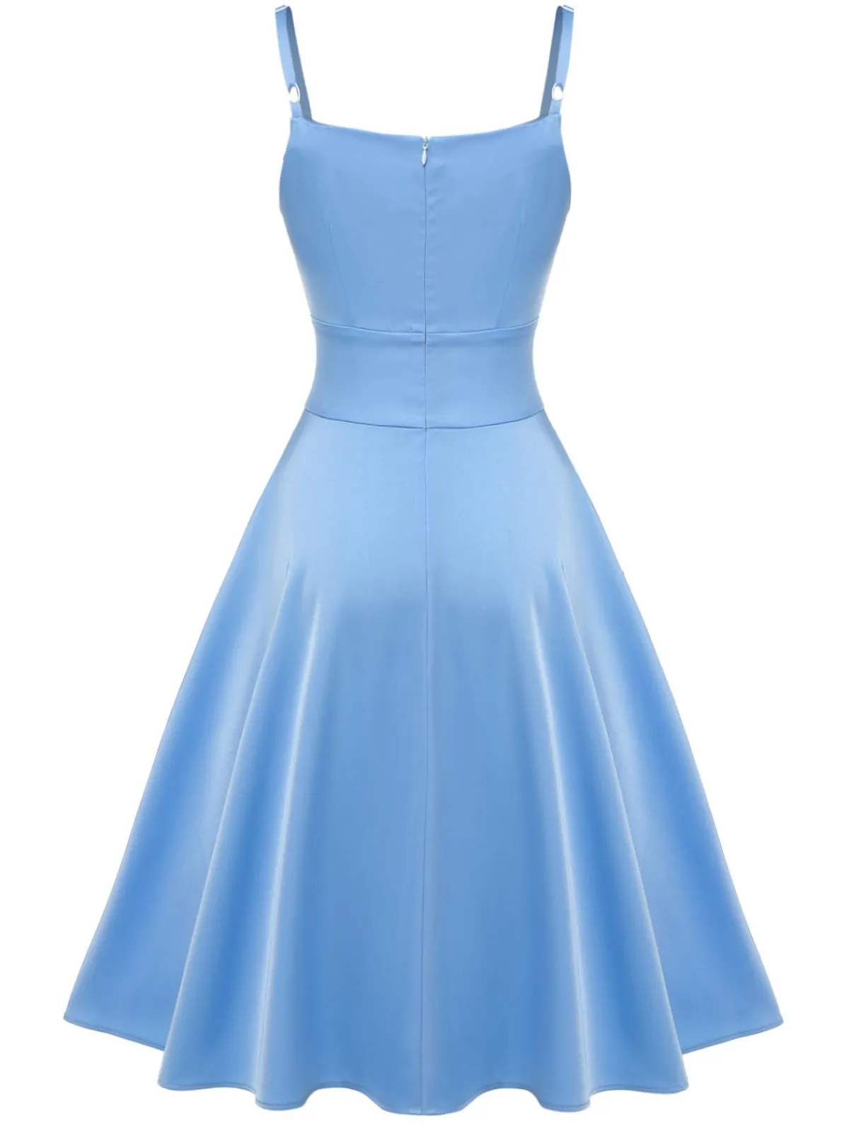 Online Retro Stage 1950s Spaghetti Straps Patchwork Dress Blue