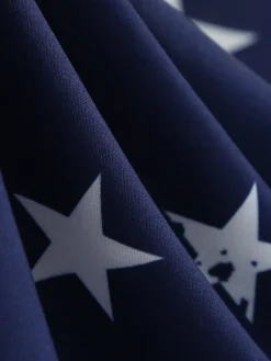 Clearance Retro Stage Blue 1950s Stars & Stripes Swing Dress Navy Blue