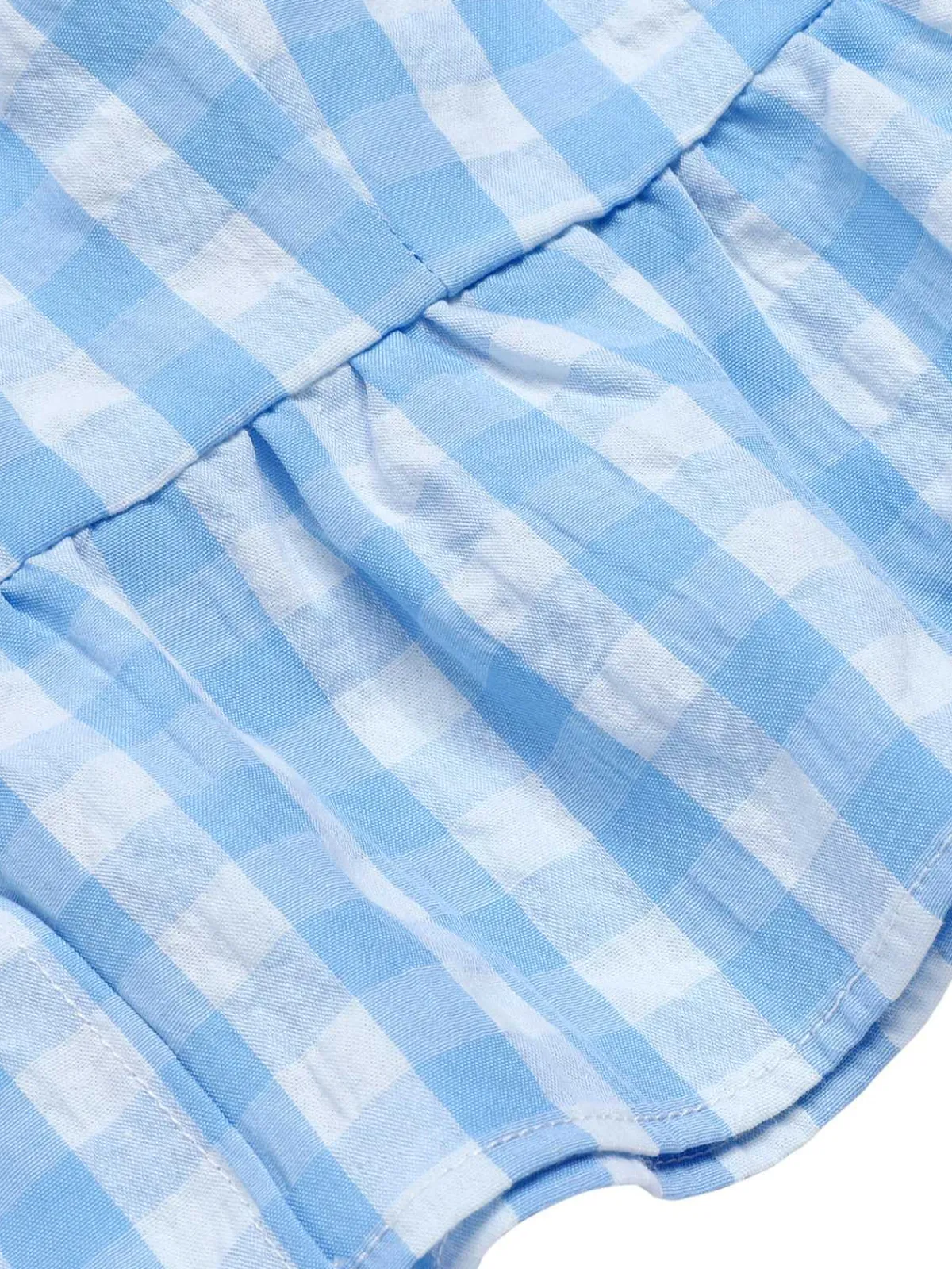 Best Retro Stage 1960s Straps Plaid Ruffled Hem Tops Blue