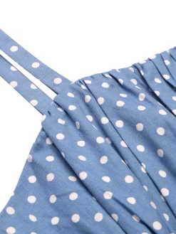 Hot Retro Stage 1950s Straps Pocket Swing Dress Blue