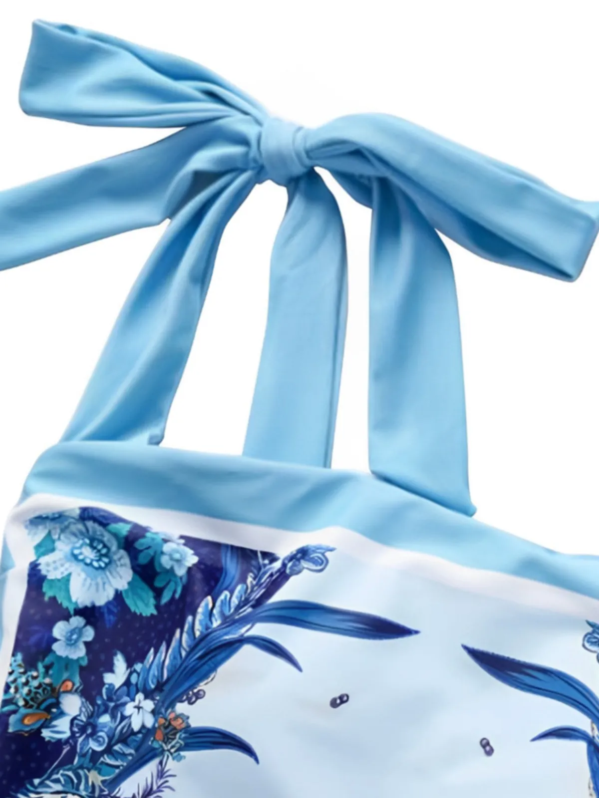 Online Retro Stage 1930s Straps Reversible Swimsuit Blue
