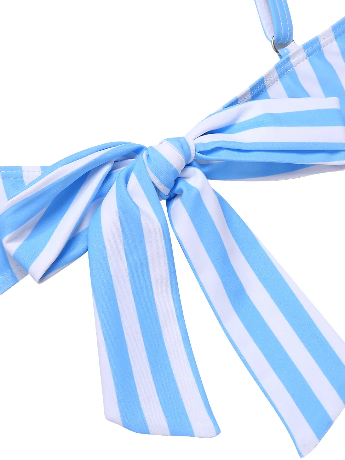 Outlet Retro Stage 1950s Striped Heart Button Swimsuit Blue