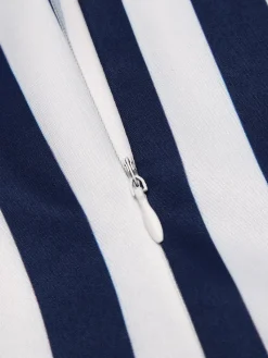 Online Retro Stage 1930s Striped Ruffle Jumpsuit Blue