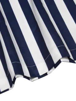 Online Retro Stage 1930s Striped Ruffle Jumpsuit Blue