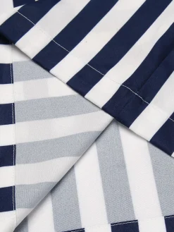 Online Retro Stage 1930s Striped Ruffle Jumpsuit Blue