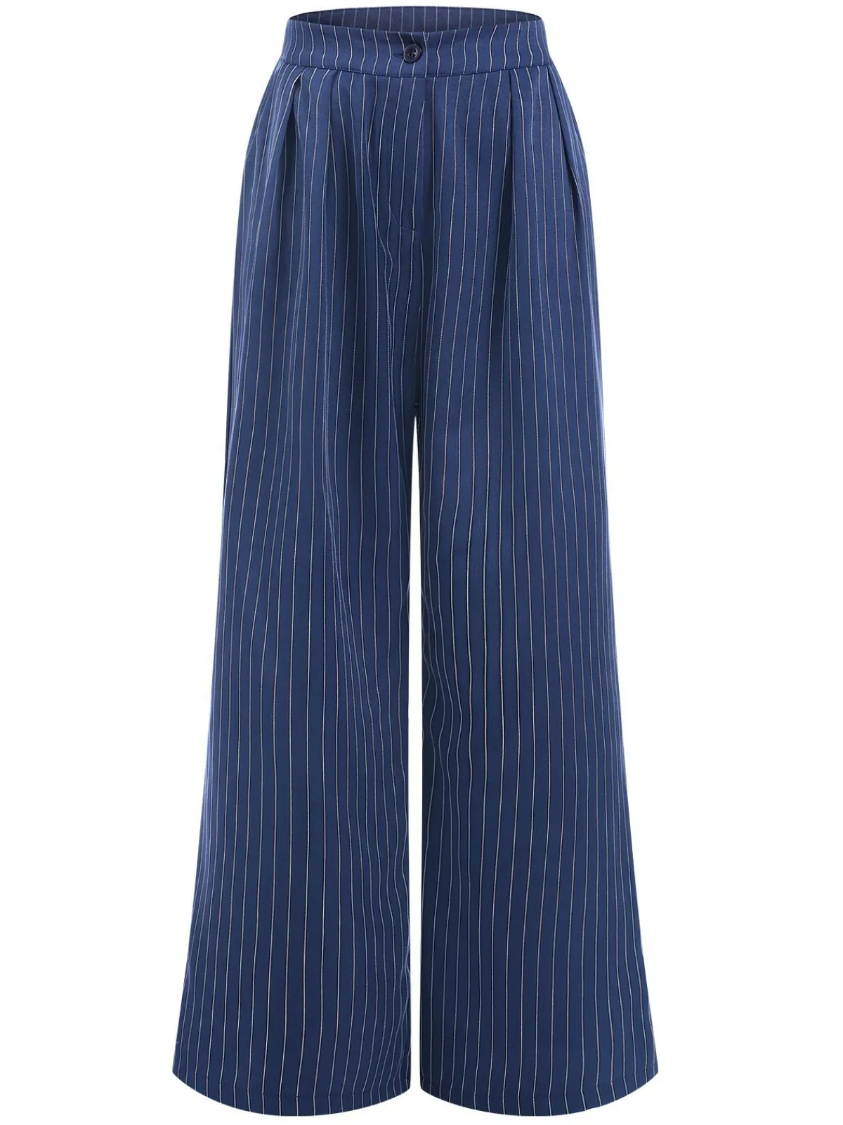 Best Retro Stage 1940s Striped Wide-Leg Pants Blue
