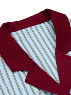 Outlet Retro Stage 1950s Stripes Patchwork Sleeveless Blouse Blue
