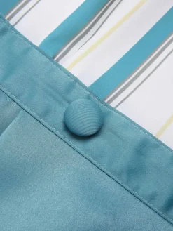 Sale Retro Stage Blue 1950s Stripes Patchwork Pocketed Dress Light Blue