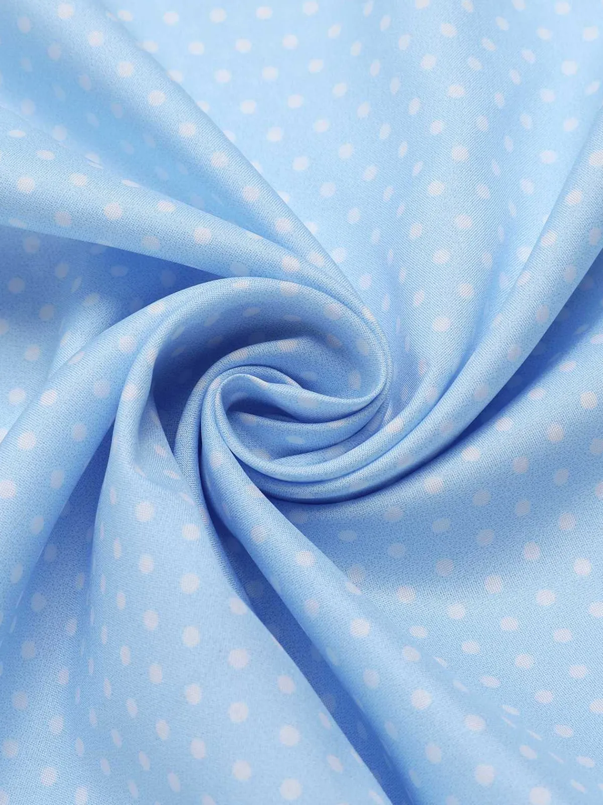 Online Retro Stage 1960s Tie Neck Polka Dots Ruffles Blouse Blue