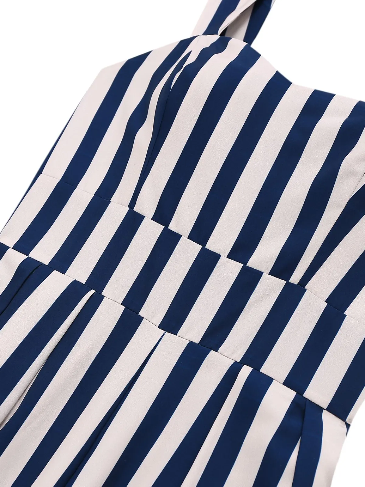 Hot Retro Stage 1930s Vertical Stripes Palm Trees Jumpsuit Blue