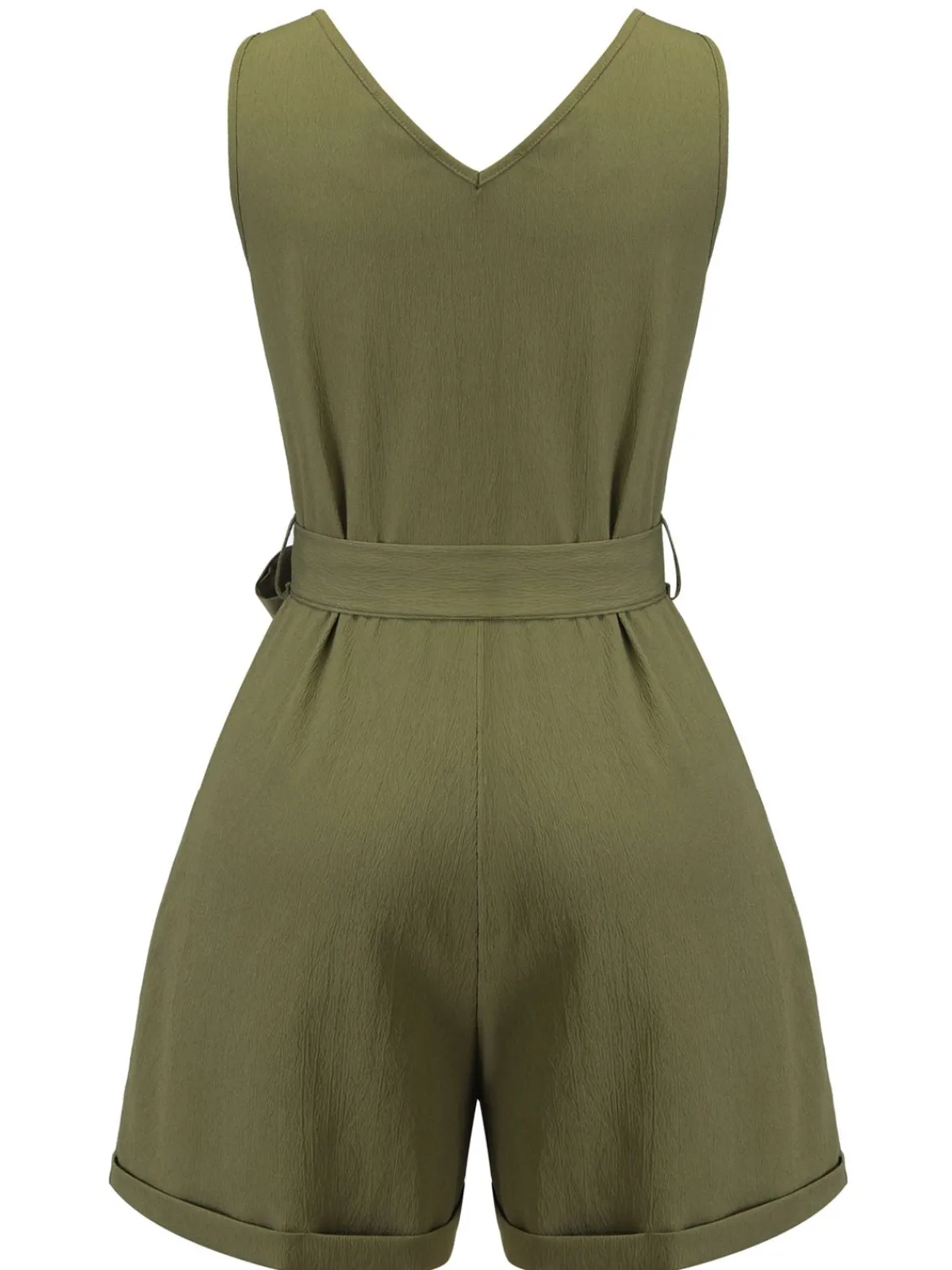 Best Retro Stage Blue 1950s V-Neck Button Waist Tie Romper