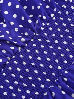 Best Retro Stage 1940s V-Neck Polka Dots Romper Blue