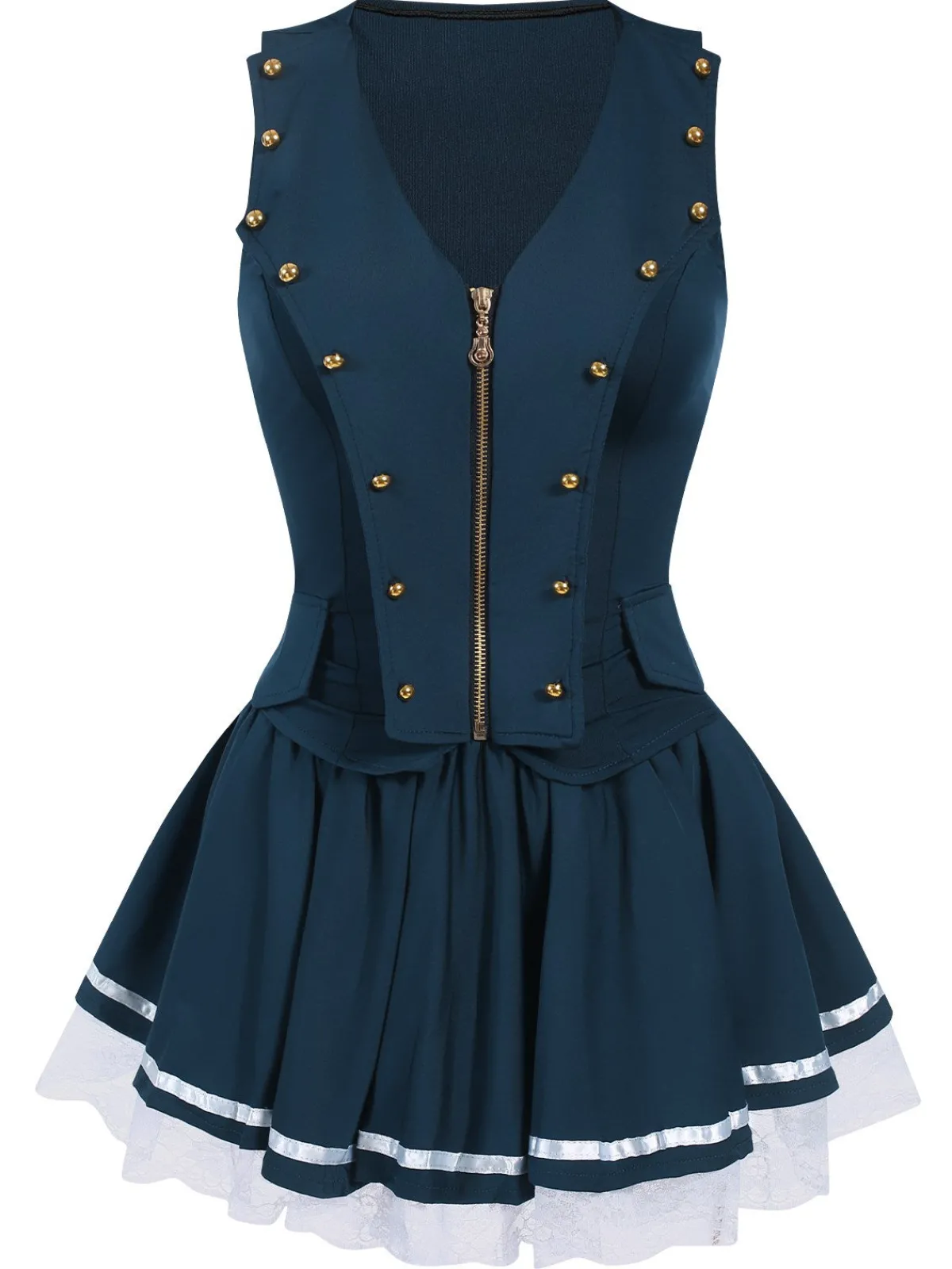 Fashion Retro Stage Blue 1950s V-Neck Sailor Cosplay Costumes