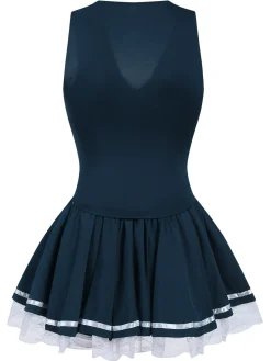 Fashion Retro Stage Blue 1950s V-Neck Sailor Cosplay Costumes