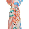 Best Retro Stage Bohemian Kimono Stripe Lace-Up Cover Up