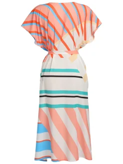 Best Retro Stage Bohemian Kimono Stripe Lace-Up Cover Up