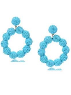 Sale Retro Stage Bohemian Raffia Hoop Statement Earrings