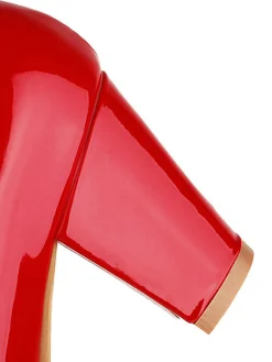 Clearance Retro Stage Bow Patent Leather Mary Jane Chunky Heels